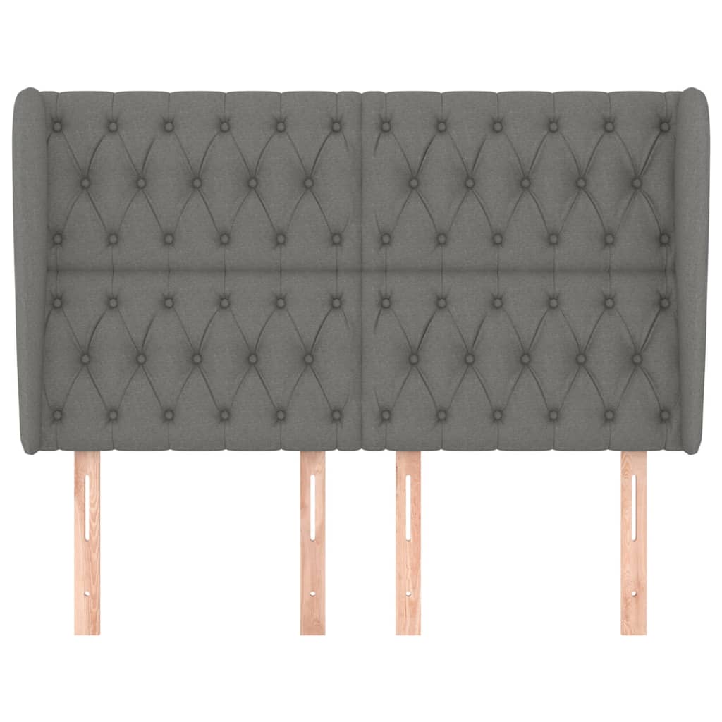 vidaXL Tăblie de pat cu aripioare gri închis 147x23x118/128 cm textil