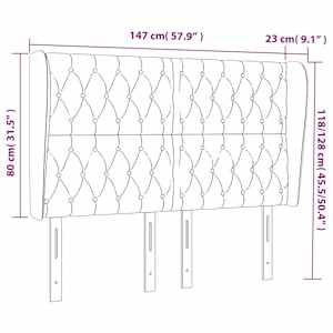 Čelo postele typu ušák tmavě šedé 147x23x118/128 cm textil - obrázek 9