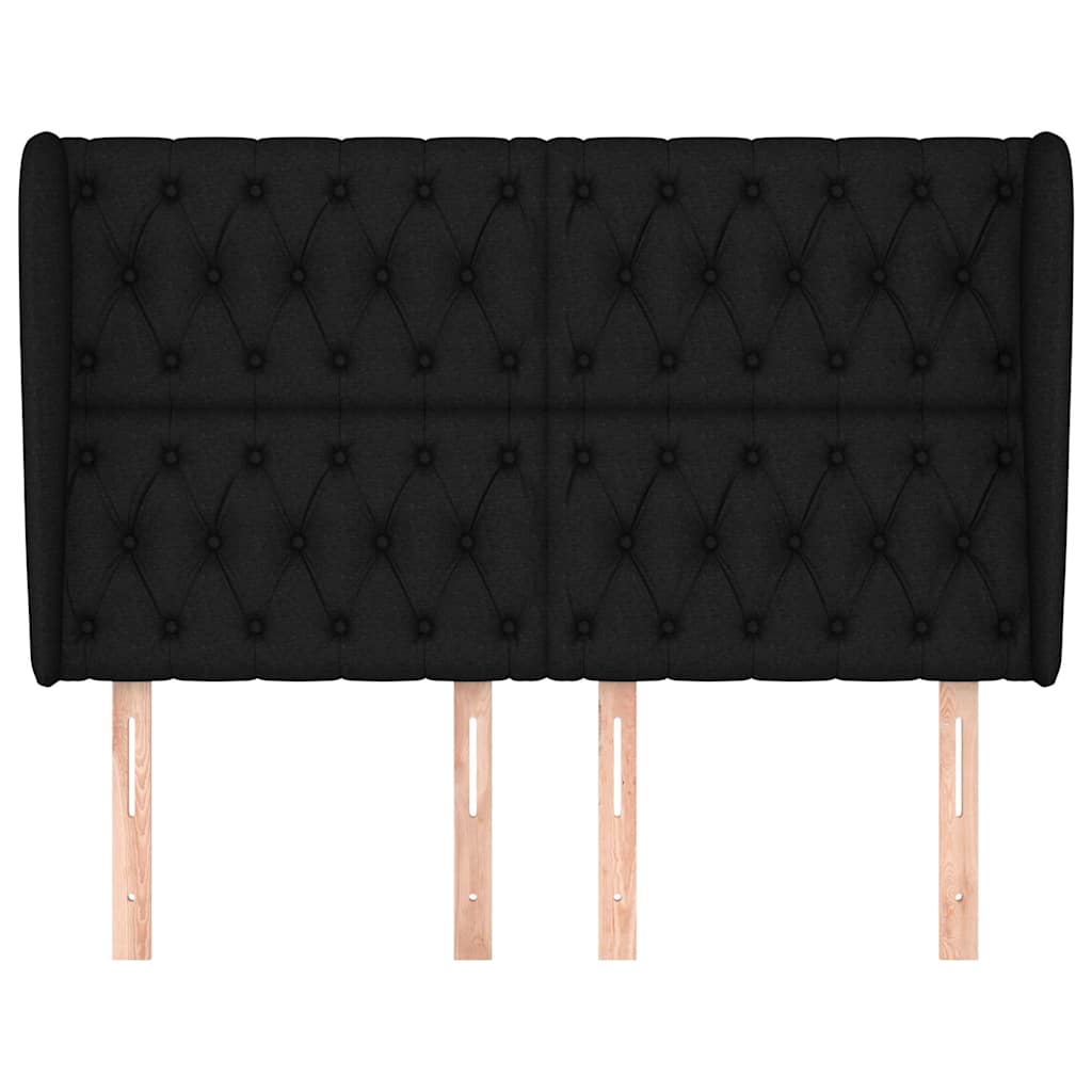 vidaXL Hoofdbord met randen 147x23x118/128 cm stof zwart, foto 2