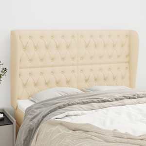 Čelo postele typu ušák krémové 147x23x118/128 cm textil - obrázek 1