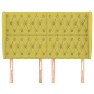 vidaXL Tăblie de pat cu aripioare, verde, 147x23x118/128 cm, textil