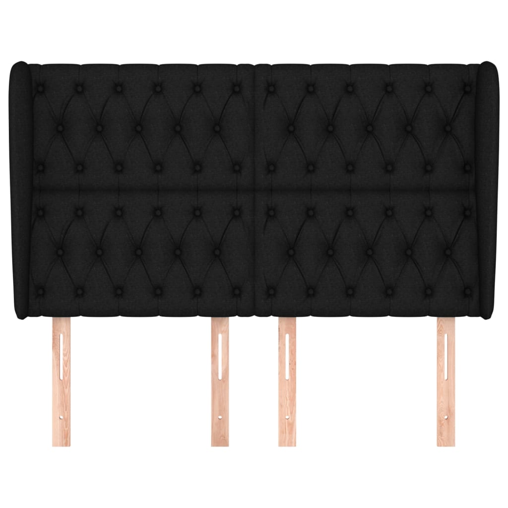 vidaXL Hoofdbord met randen 163x23x118/128 cm stof zwart afbeelding