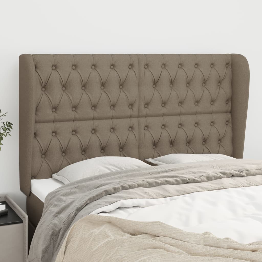 vidaXL Tăblie de pat cu aripioare gri taupe 163x23x118/128 cm textil