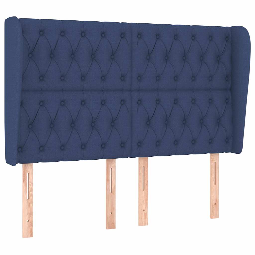 vidaXL Čelo postele typu ušák modré 163x23x118/128 cm textil
