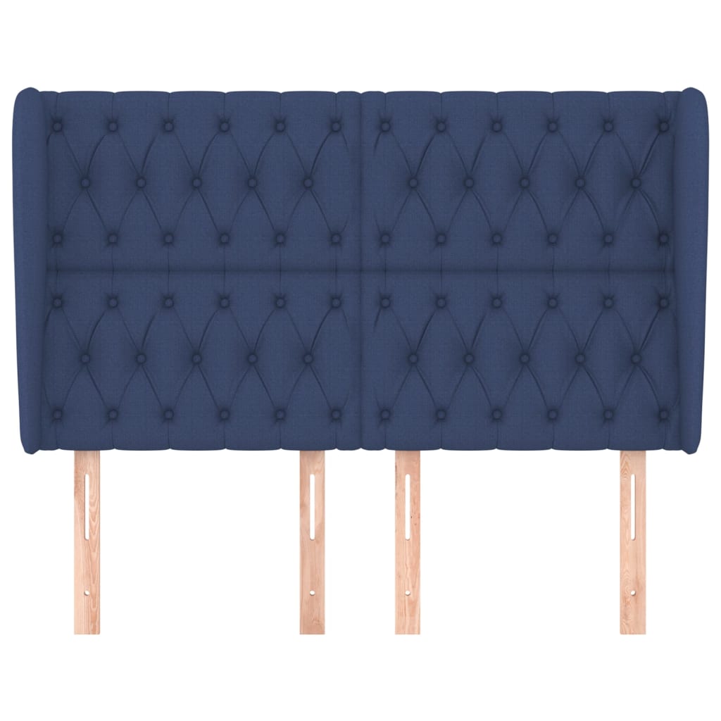 vidaXL Hoofdbord met randen 163x23x118/128 cm stof blauw afbeelding