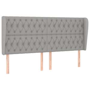 Čelo postele typu ušák světle šedé 183x23x118/128 cm textil - obrázek 2