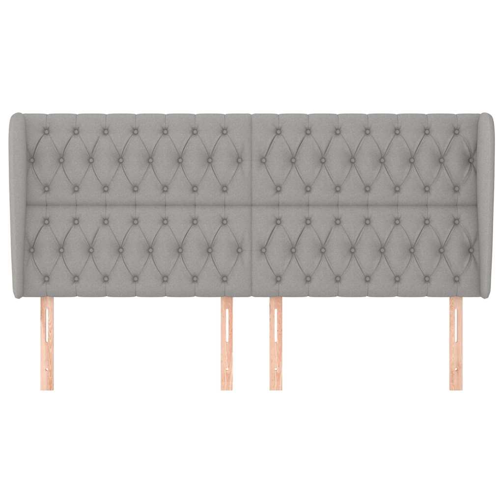 vidaXL Hoofdbord met randen 183x23x118/128 cm stof lichtgrijs grijs, foto 2