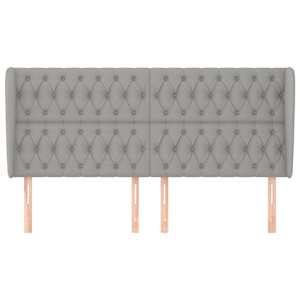 Čelo postele typu ušák světle šedé 183x23x118/128 cm textil - obrázek 3