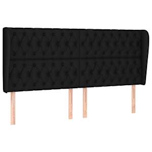 Čelo postele typu ušák černé 183x23x118/128 cm textil - obrázek 2