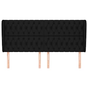 Čelo postele typu ušák černé 183x23x118/128 cm textil - obrázek 3