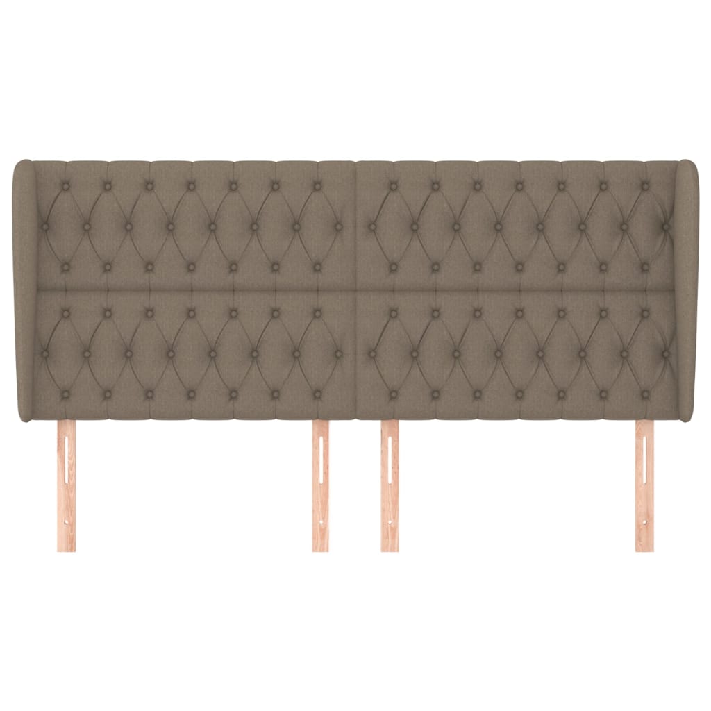 vidaXL Hoofdbord met randen 183x23x118/128 cm stof taupe afbeelding