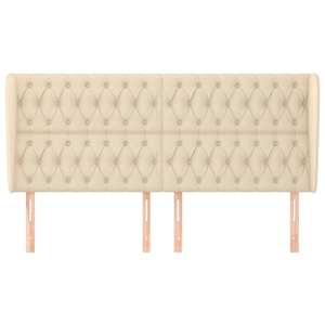 Čelo postele typu ušák krémové 183x23x118/128 cm textil - obrázek 3