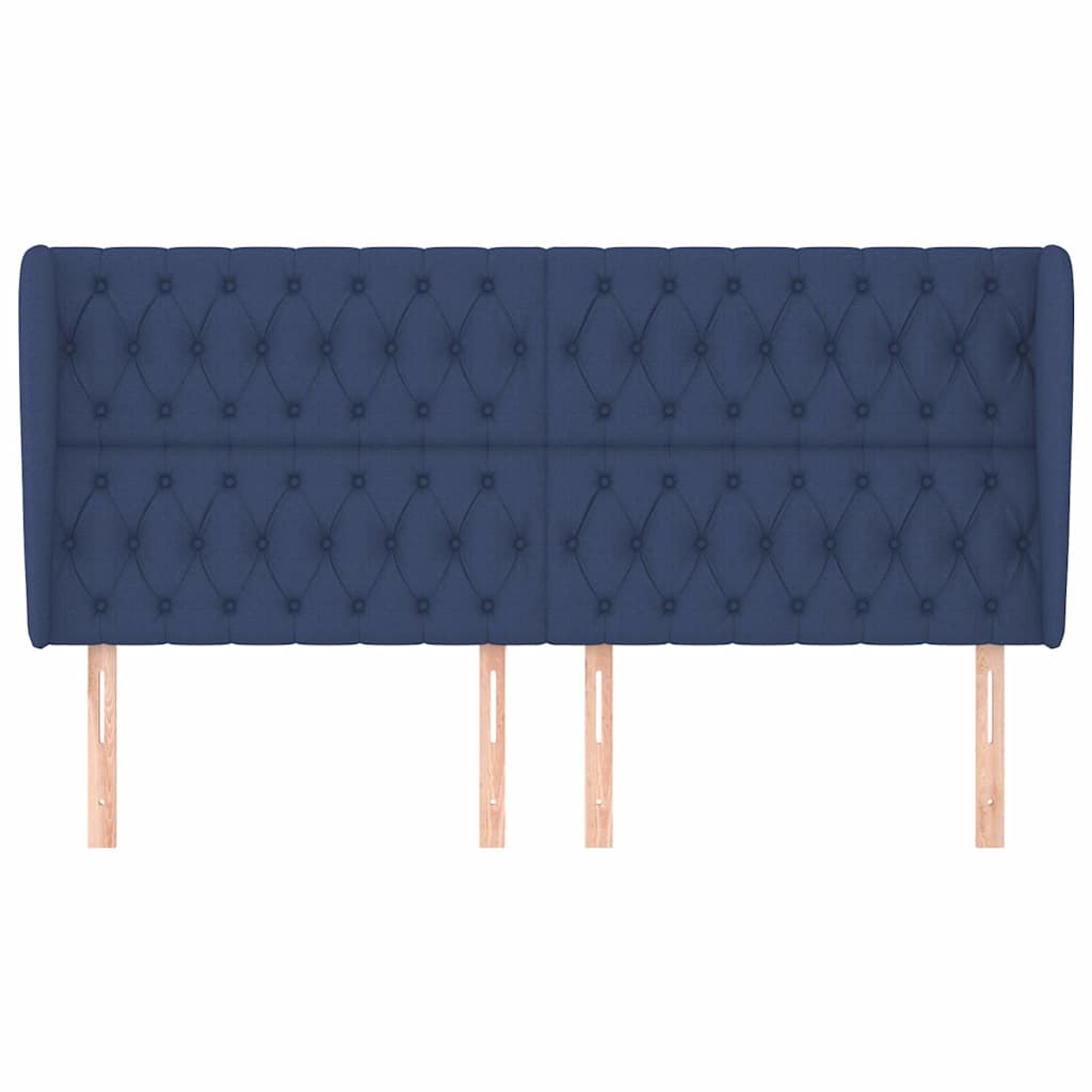 vidaXL Hoofdbord met randen 183x23x118/128 cm stof blauw, foto 2