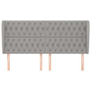 Čelo postele typu ušák světle šedé 203x23x118/128 cm textil - obrázek 3