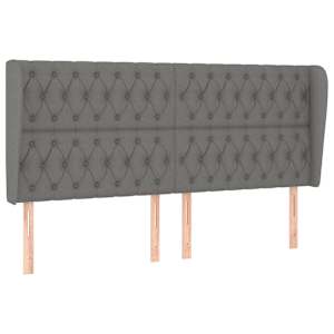 Čelo postele typu ušák tmavě šedé 203x23x118/128 cm textil - obrázek 2
