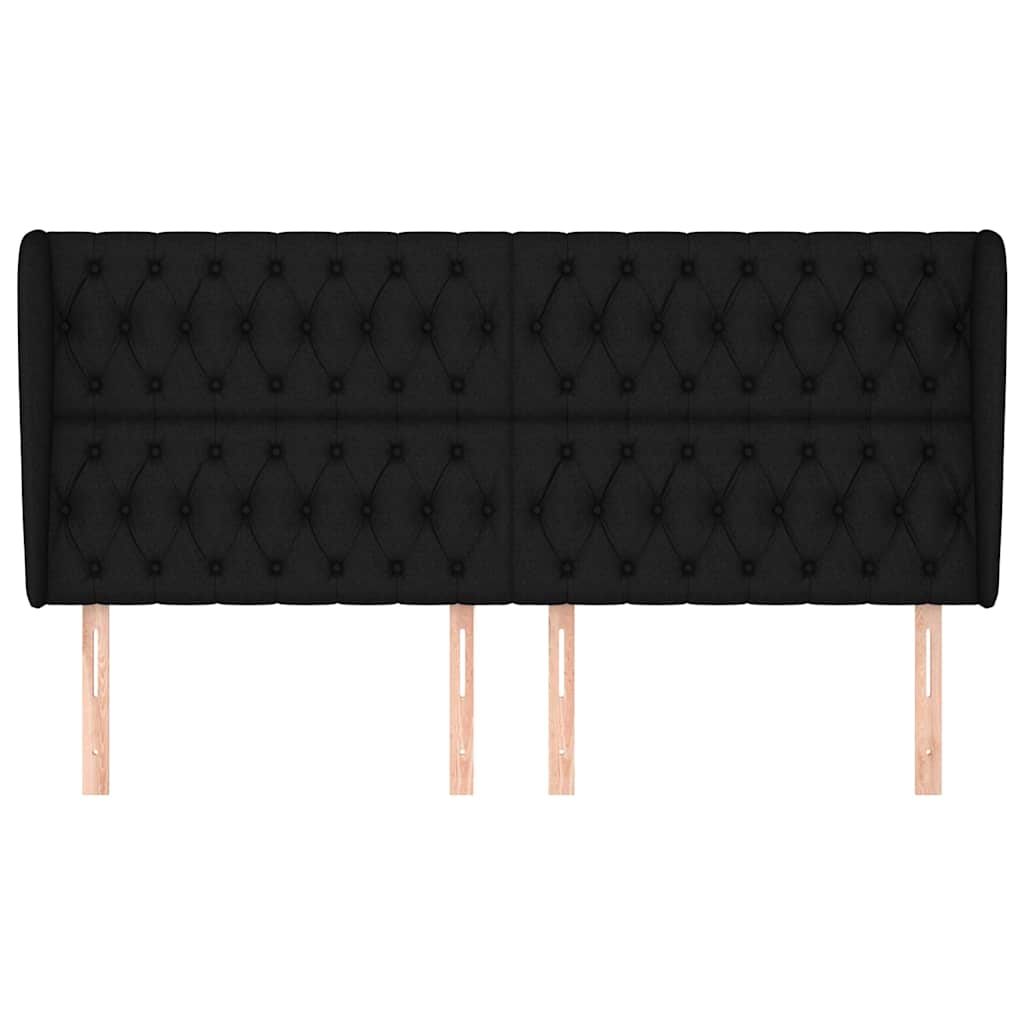 vidaXL Hoofdbord met randen 203x23x118/128 cm stof zwart, foto 2