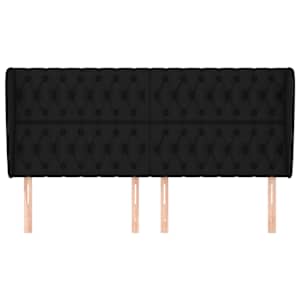 Čelo postele typu ušák černé 203x23x118/128 cm textil - obrázek 3