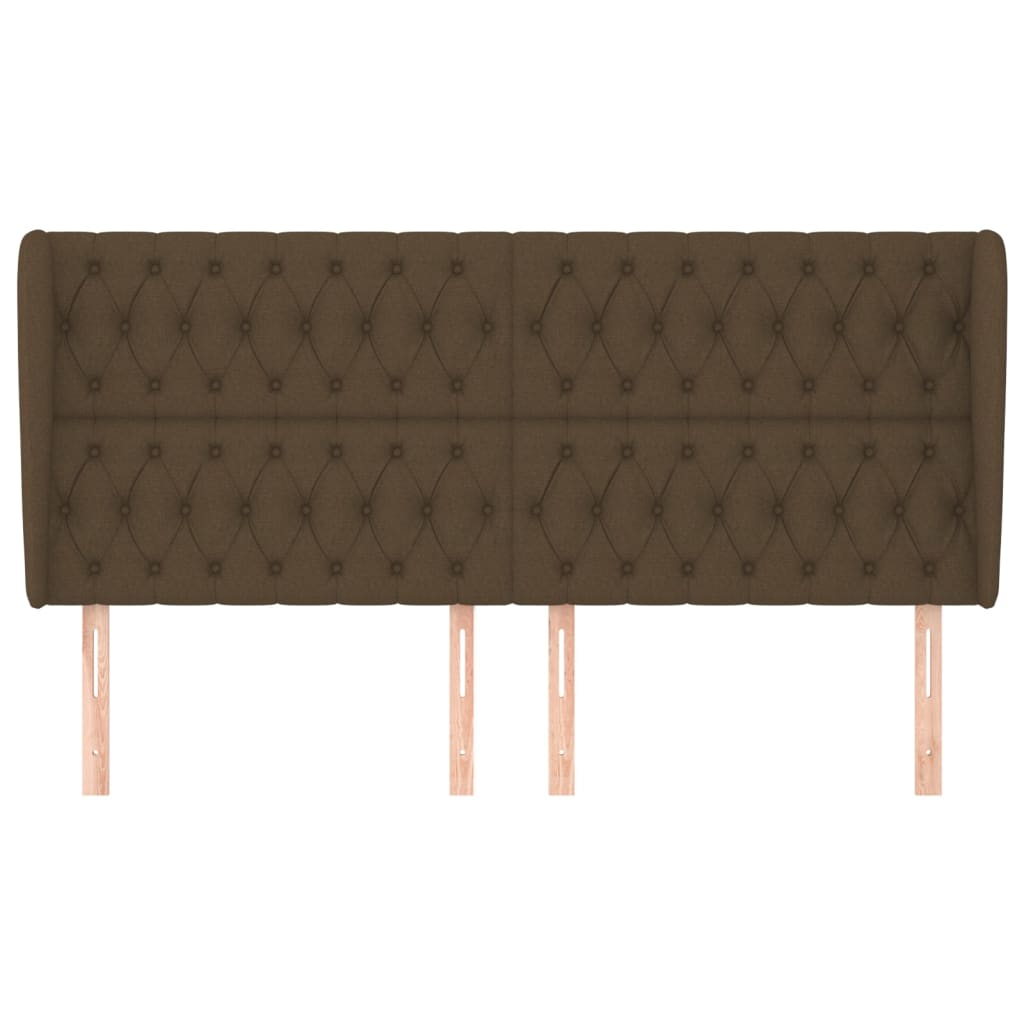 vidaXL Hoofdbord met randen 203x23x118/128 cm stof donkerbruin afbeelding