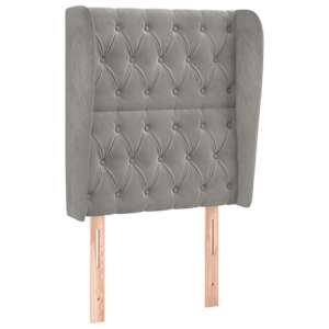 Čelo postele typu ušák světle šedé 83 x 23 x 118/128 cm samet - obrázek 2