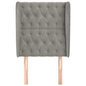 Čelo postele typu ušák světle šedé 83 x 23 x 118/128 cm samet - obrázek 3