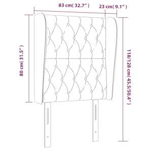 Čelo postele typu ušák světle šedé 83 x 23 x 118/128 cm samet - obrázek 9