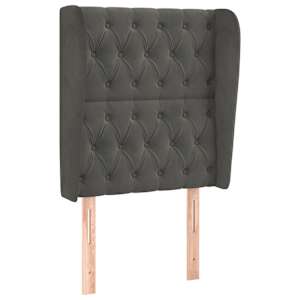 Čelo postele typu ušák tmavě šedé 83 x 23 x 118/128 cm samet - obrázek 2