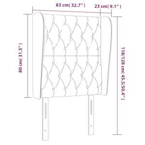 Čelo postele typu ušák tmavě šedé 83 x 23 x 118/128 cm samet - obrázek 9