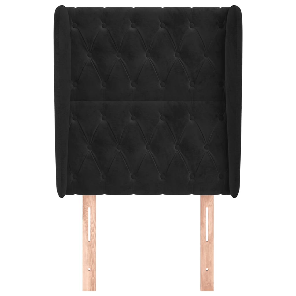 vidaXL Hoofdbord met randen 83x23x118/128 cm fluweel zwart afbeelding