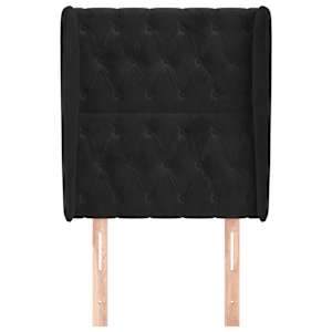 Čelo postele typu ušák černé 83 x 23 x 118/128 cm samet - obrázek 3