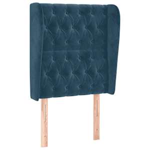 Čelo postele typu ušák tmavě modré 83 x 23 x 118/128 cm samet - obrázek 2