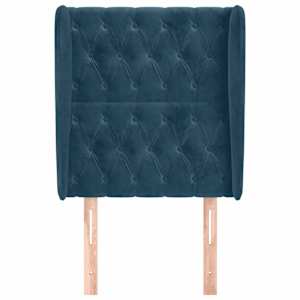 Čelo postele typu ušák tmavě modré 83 x 23 x 118/128 cm samet - obrázek 3