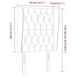 Čelo postele typu ušák tmavě modré 83 x 23 x 118/128 cm samet - obrázek 7