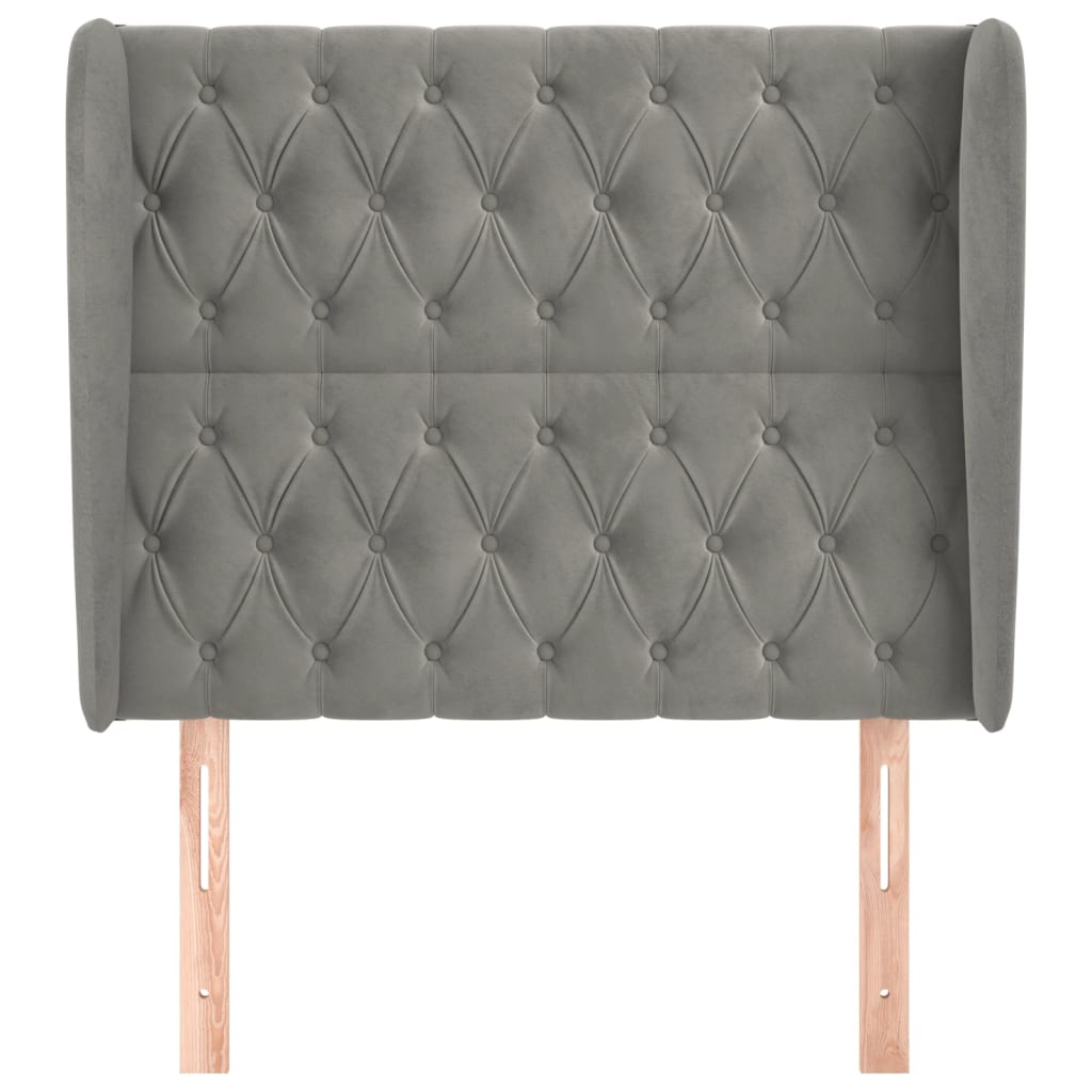 vidaXL Hoofdbord met randen 93x23x118/128 cm fluweel lichtgrijs afbeelding