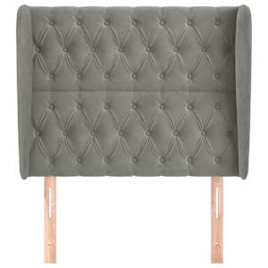 Čelo postele typu ušák světle šedé 93 x 23 x 118/128 cm samet - obrázek 3