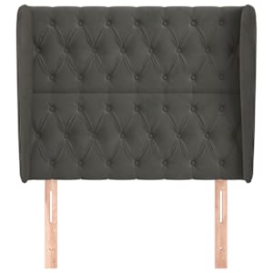Čelo postele typu ušák tmavě šedé 93x23x118/128 cm samet - obrázek 3