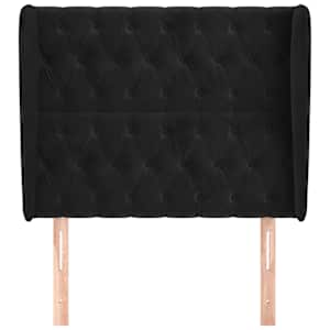 Čelo postele typu ušák černé 93x23x118/128 cm samet - obrázek 3