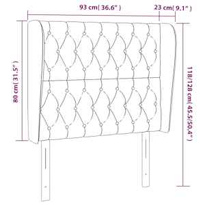 Čelo postele typu ušák černé 93x23x118/128 cm samet - obrázek 9