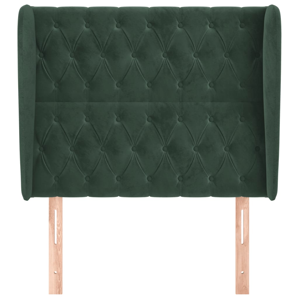 vidaXL Hoofdbord met randen 93x23x118/128 cm fluweel donkergroen afbeelding
