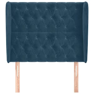 Čelo postele typu ušák tmavě modrá 93x23x118/128 cm samet - obrázek 3