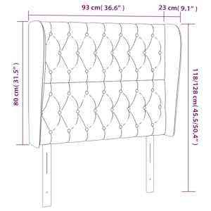 Čelo postele typu ušák tmavě modrá 93x23x118/128 cm samet - obrázek 7