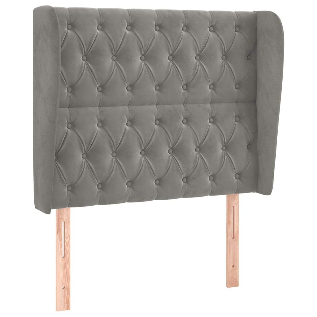 vidaXL Čelo postele typu ušák světle šedé 103x23x118/128 cm samet