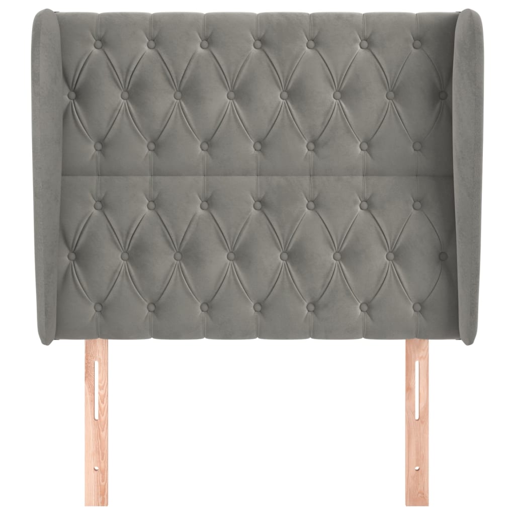 vidaXL Hoofdbord met randen 103x23x118/128 cm fluweel lichtgrijs afbeelding