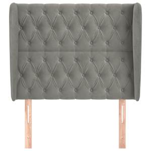 Čelo postele typu ušák světle šedé 103x23x118/128 cm samet - obrázek 3