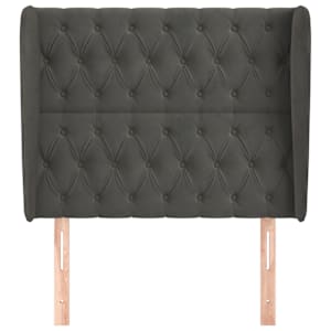 Čelo postele typu ušák tmavě šedé 103x23x118/128 cm samet - obrázek 3