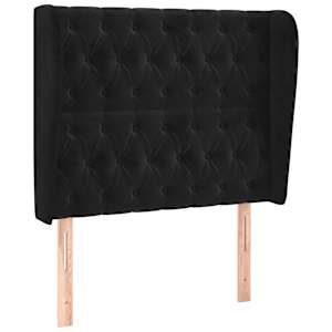 Čelo postele typu ušák černé 103x23x118/128 cm samet - obrázek 2