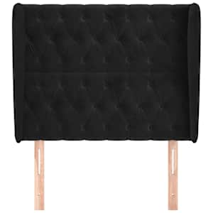 Čelo postele typu ušák černé 103x23x118/128 cm samet - obrázek 3