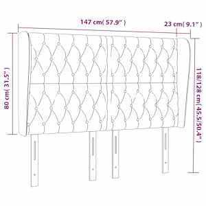 Čelo postele typu ušák světle šedé 147x23x118/128 cm samet - obrázek 9