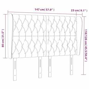 Čelo postele typu ušák tmavě šedé 147x23x118/128 cm samet - obrázek 9