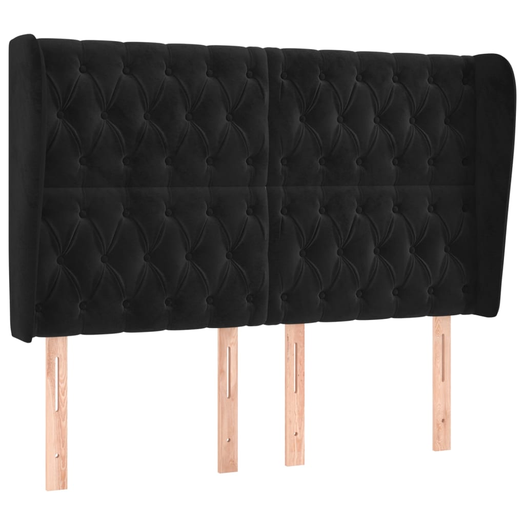 vidaXL Čelo postele typu ušák černé 147x23x118/128 cm samet