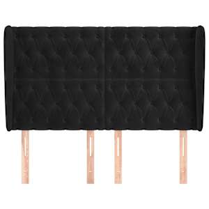 Čelo postele typu ušák černé 147x23x118/128 cm samet - obrázek 3